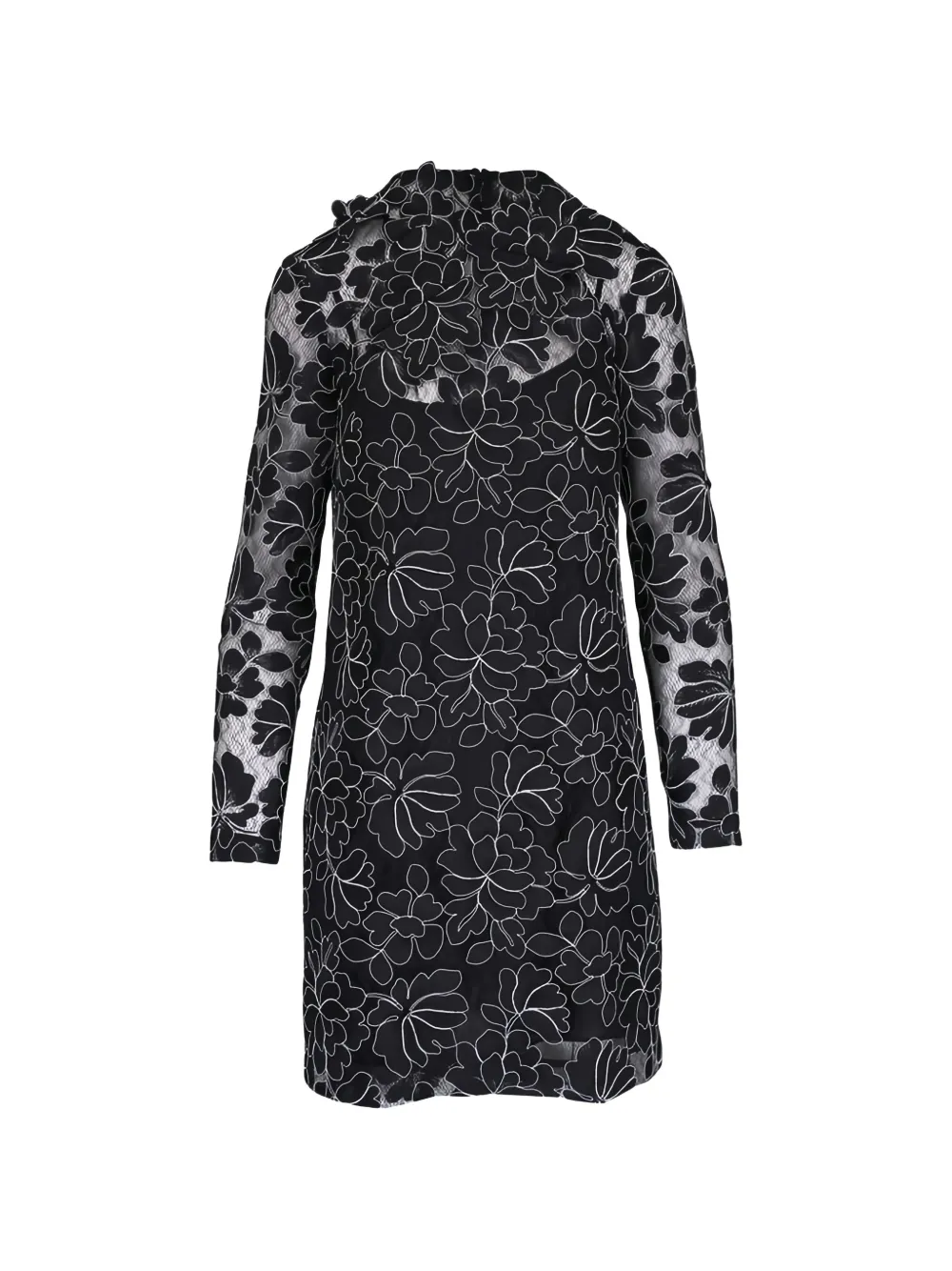 Lela Rose floral lace mini dress - Schwarz