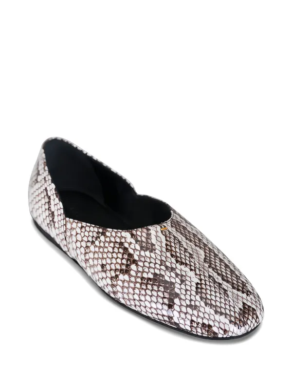 KHAITE Jane Snakeskin Flats | White | FARFETCH