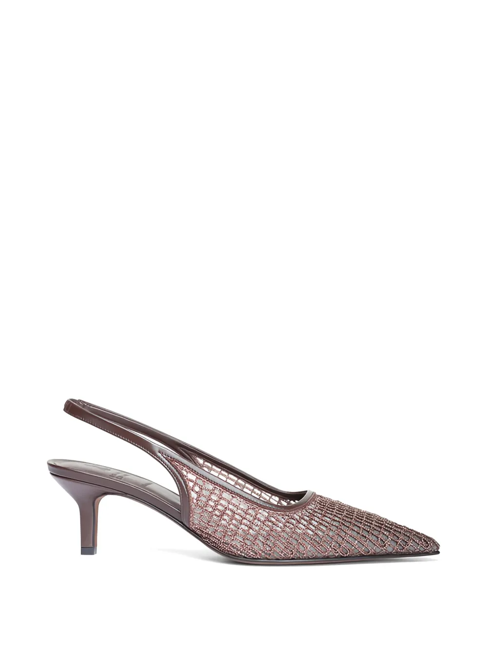 Brunello Cucinelli Mesh pumps verfraaid met Monili kralen Bruin