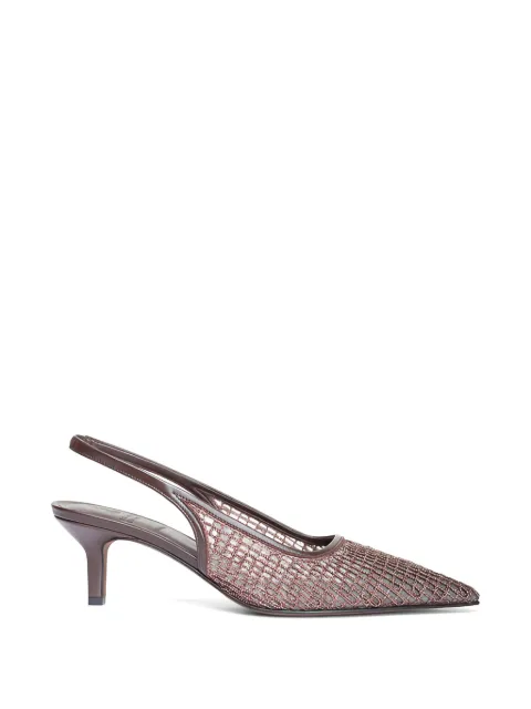 Brunello Cucinelli Monili-embellished mesh pumps