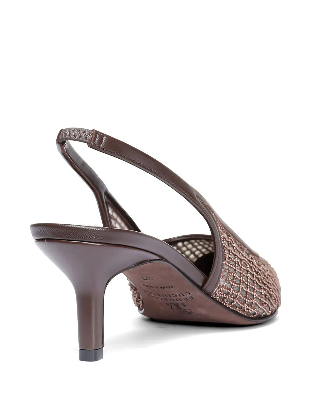 Brunello Cucinelli Mesh pumps verfraaid met Monili kralen Bruin