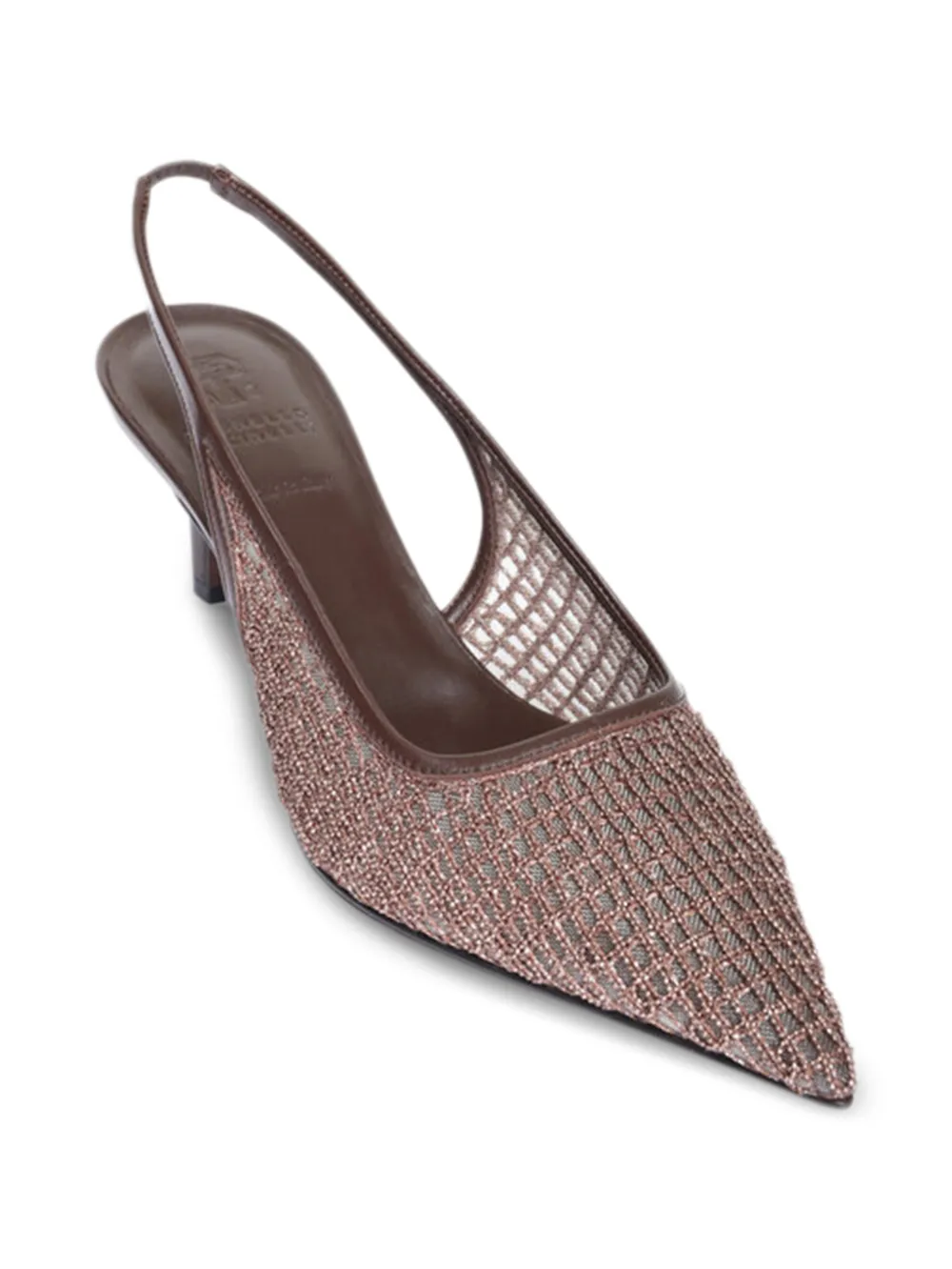 Brunello Cucinelli Mesh pumps verfraaid met Monili kralen Bruin