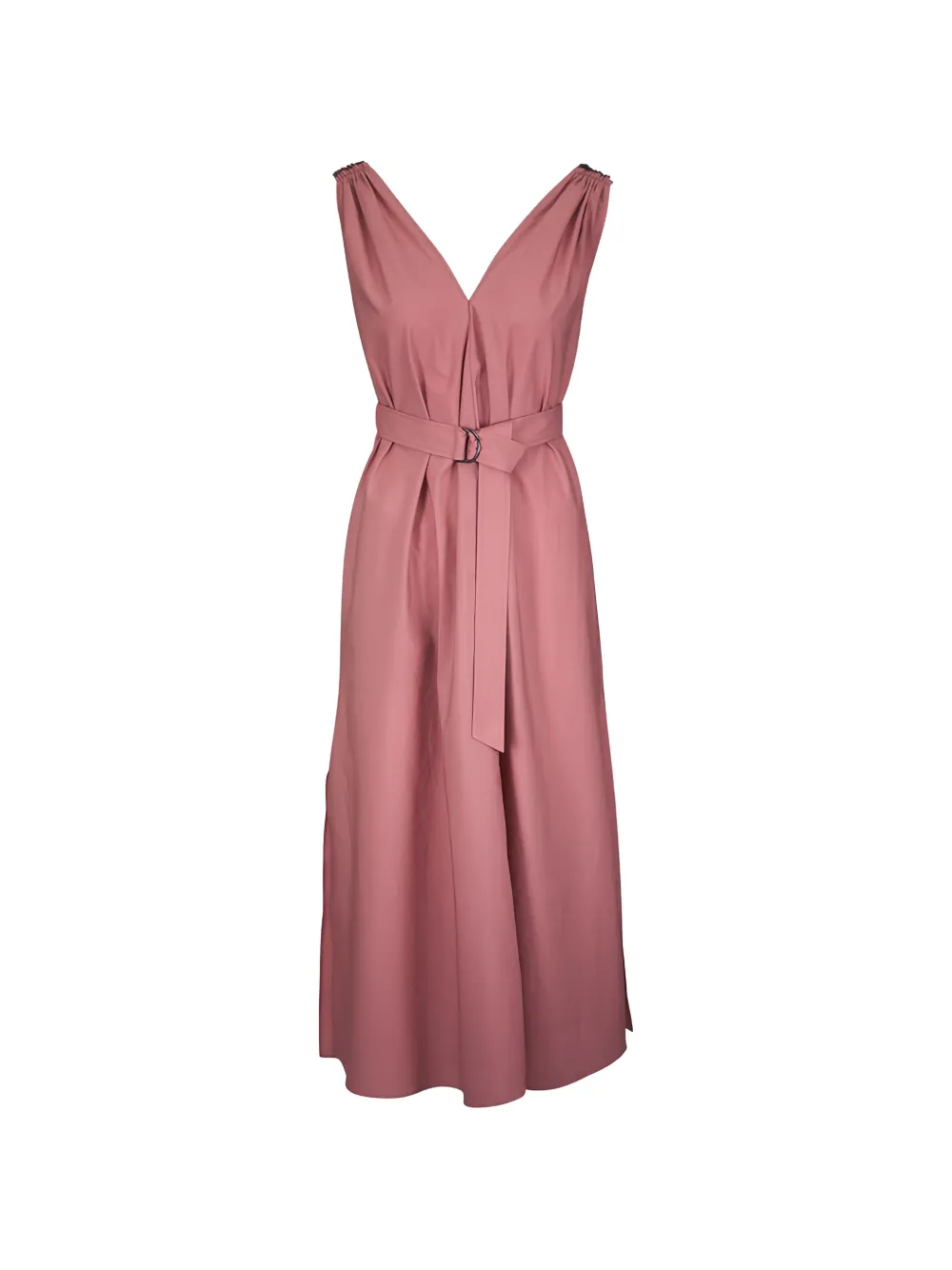 Brunello Cucinelli belted V-neck midi dress - Pink