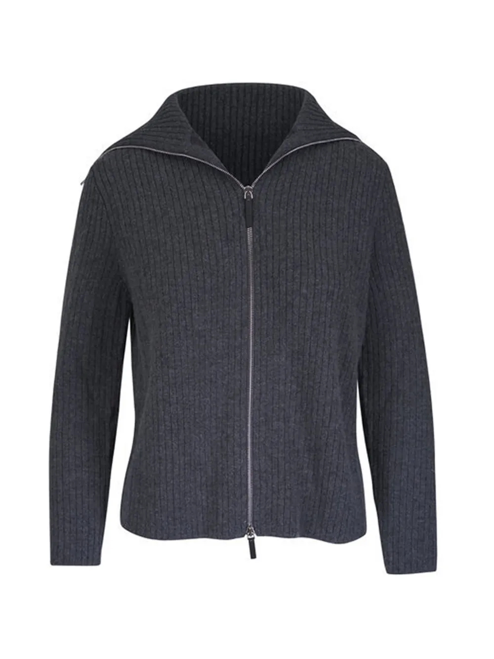 Lafayette 148 ribbed zip cardigan - Grigio