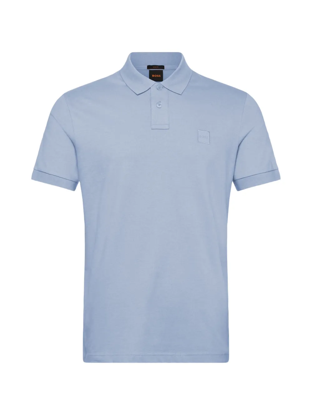 BOSS logo-patch stretch-cotton polo shirt - Blu
