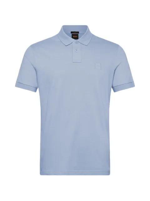BOSS logo-patch stretch-cotton polo shirt