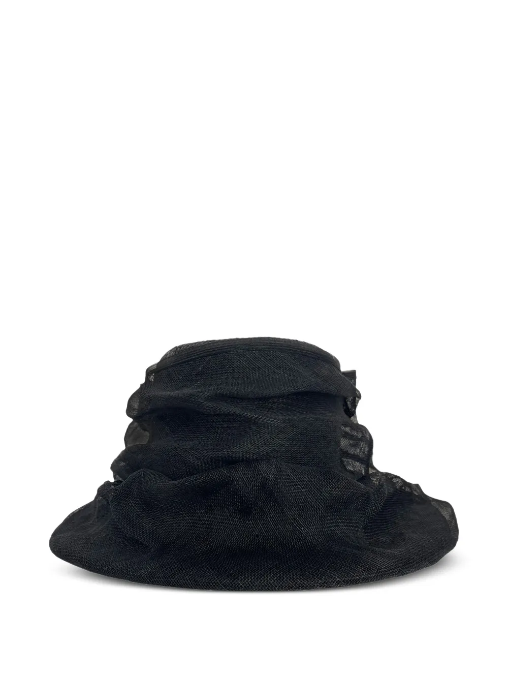 Junya Watanabe mesh-overlay straw hat - Nero