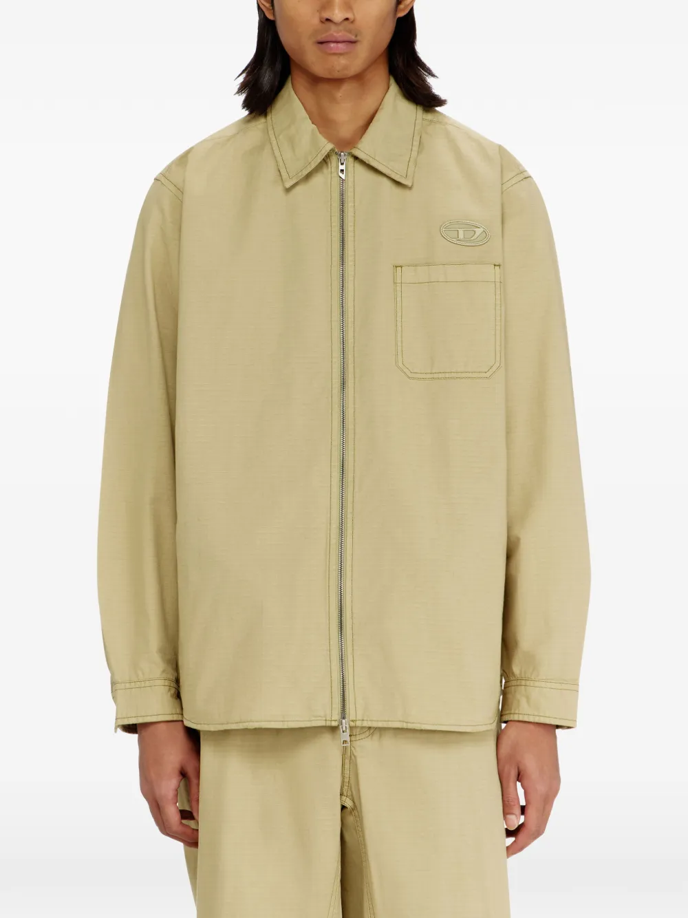 Diesel Oval D overhemd met rits Beige