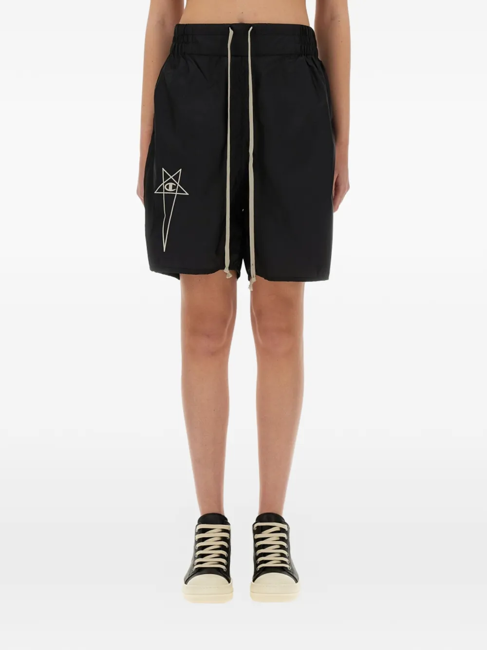 Rick Owens X Champion logo drawstring shorts - Nero