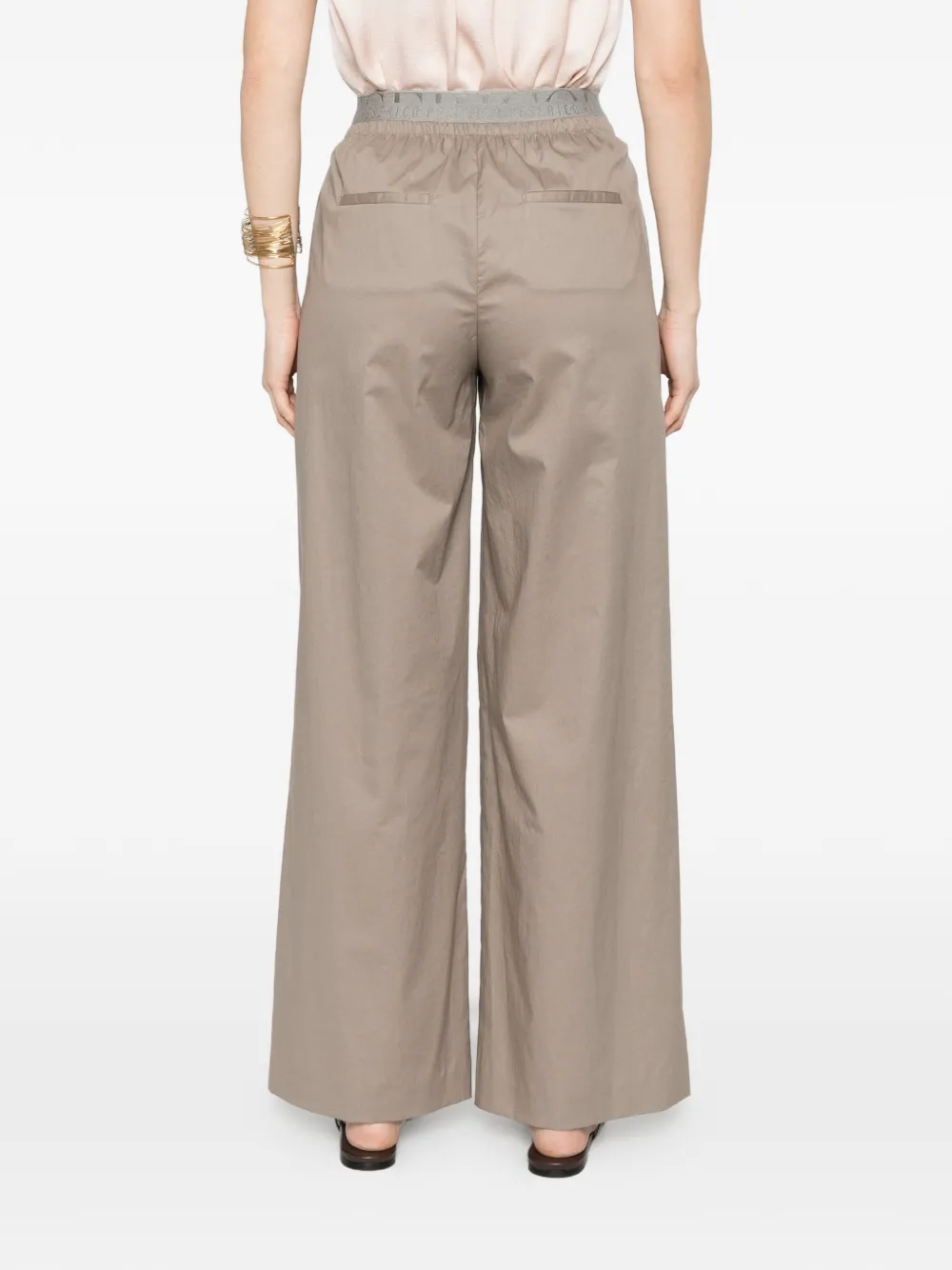 Peserico Geplooide broek met logoband Grijs