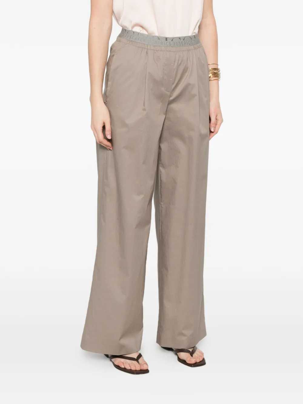 Peserico Geplooide broek met logoband Grijs