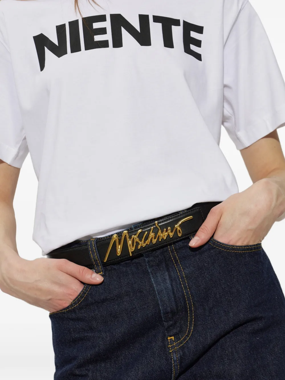 Moschino Leren riem Zwart