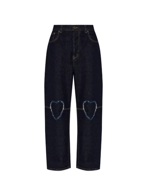 Moschino heart-cut-out frayed jeans