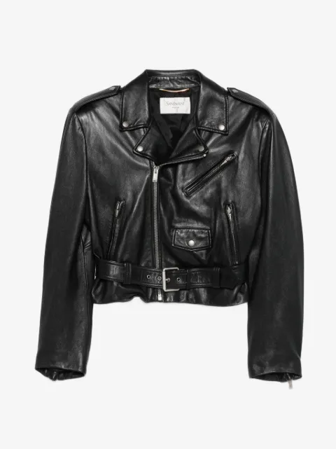 Saint Laurent veste de moto à taille ceinturée