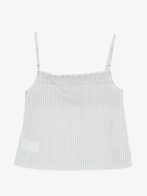 Low Classic Blusa de alças finas com estampa de listras e renda