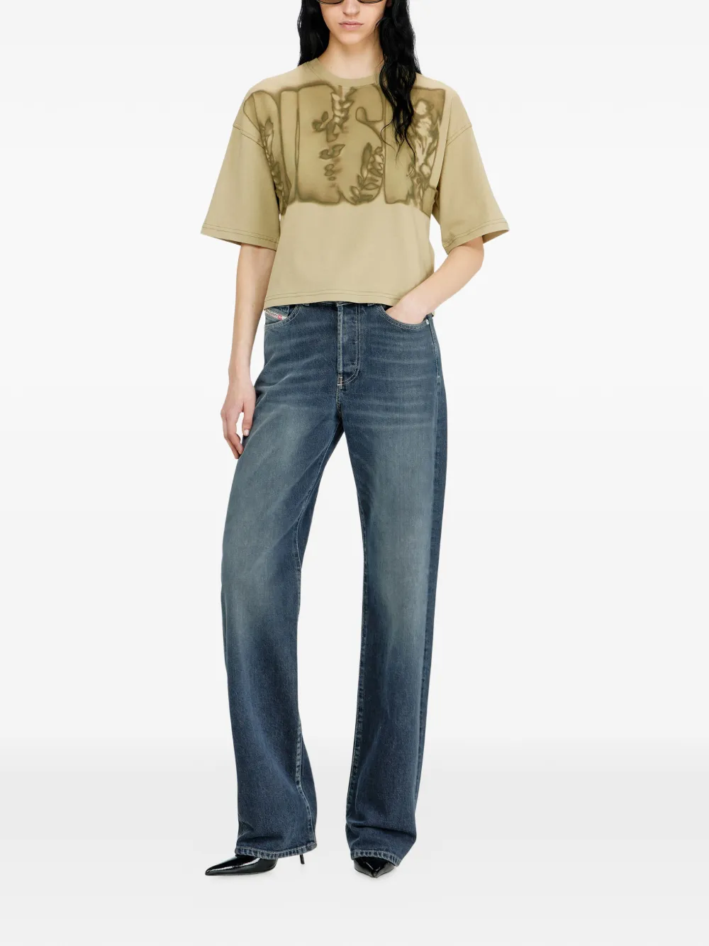 Diesel T-shirt met logoprint Groen