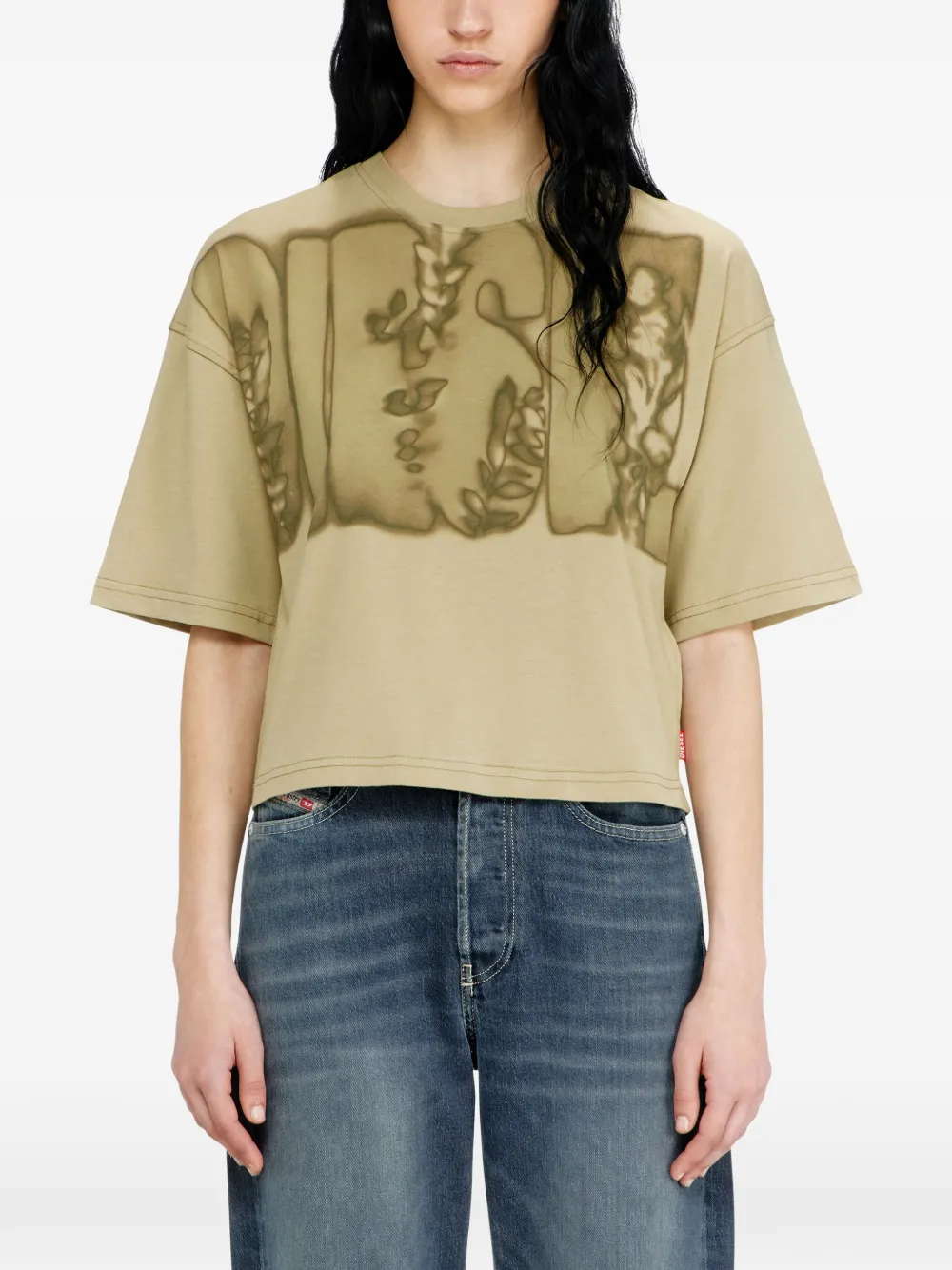 Diesel T-shirt met logoprint Groen
