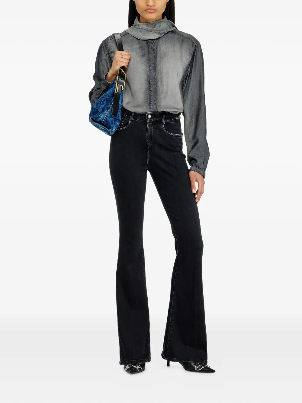 Diesel 1973 D-Partt high-waist flared jeans Zwart
