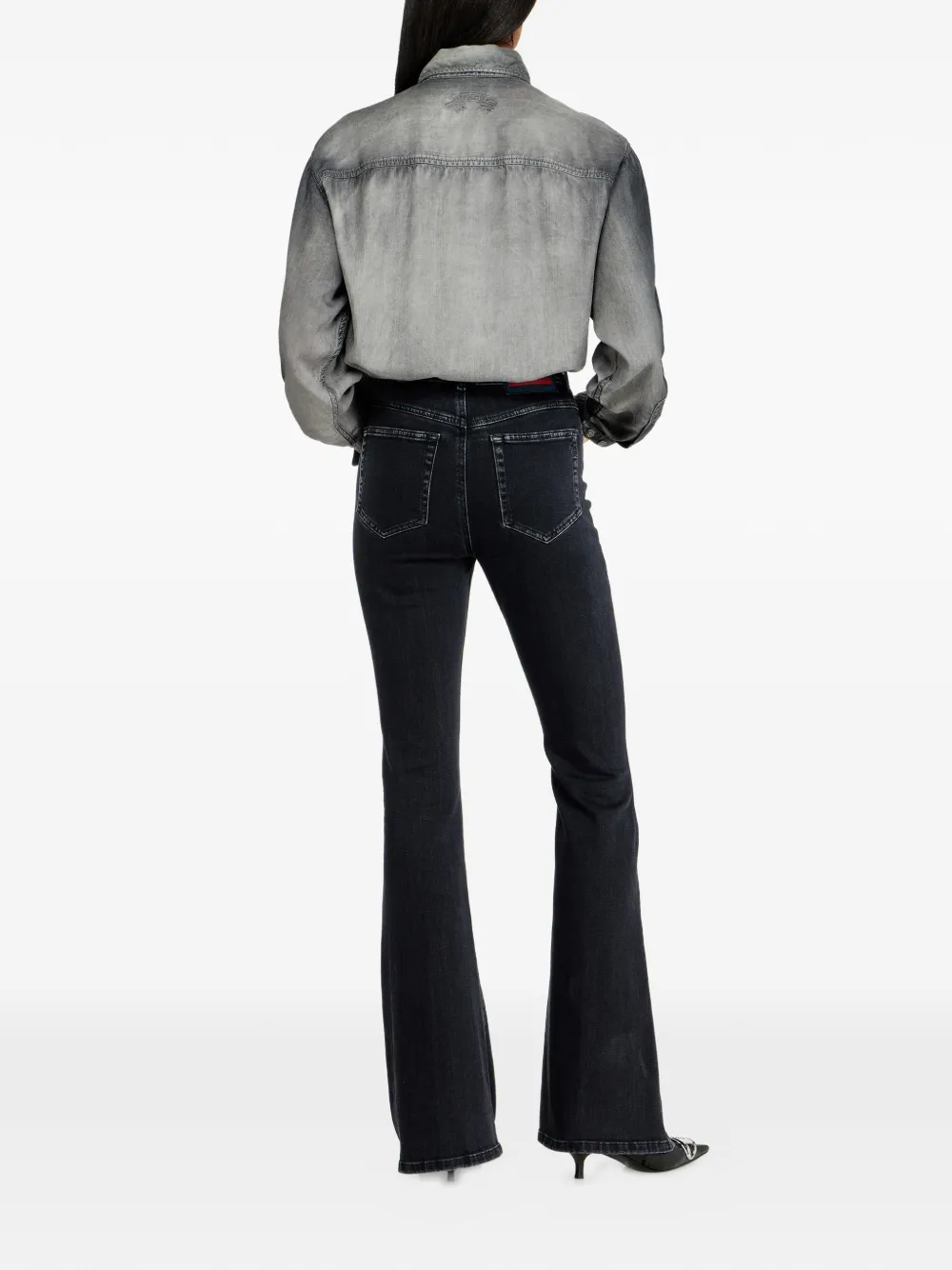 Diesel 1973 D-Partt high-waist flared jeans Zwart