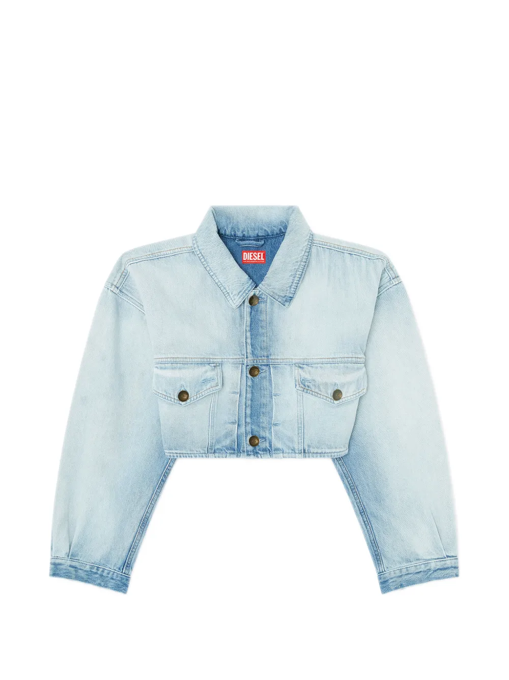 Diesel cropped embroidered jacket - Blu