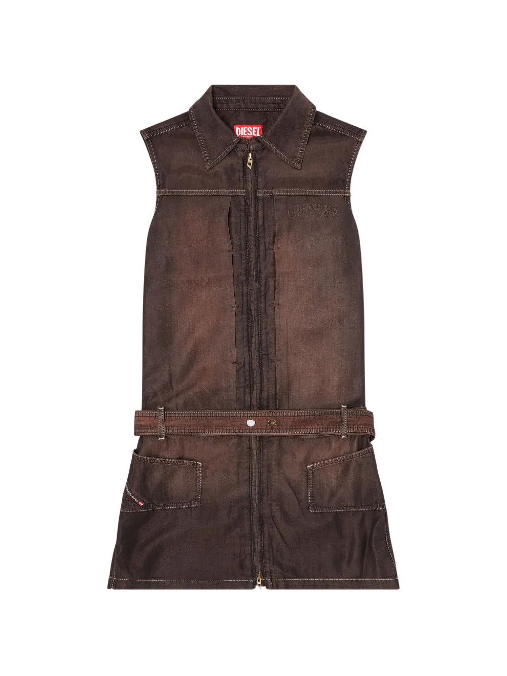Diesel belted sleeveless dress - Braun