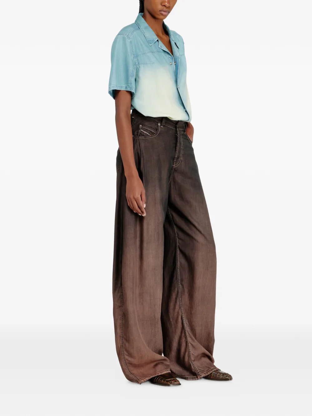 Diesel 1987 D-Khelz ruimvallende high-waist jeans Bruin