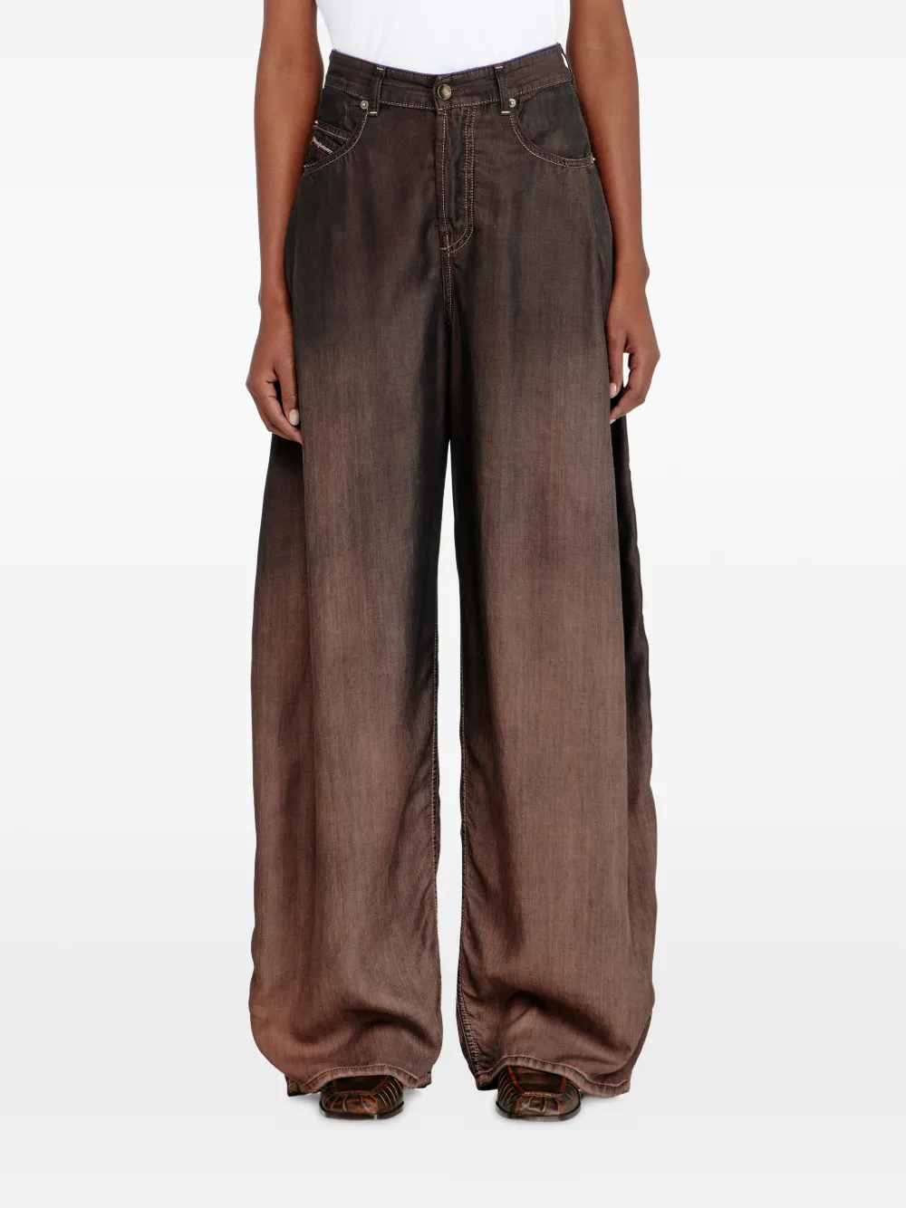 Diesel 1987 D-Khelz ruimvallende high-waist jeans Bruin