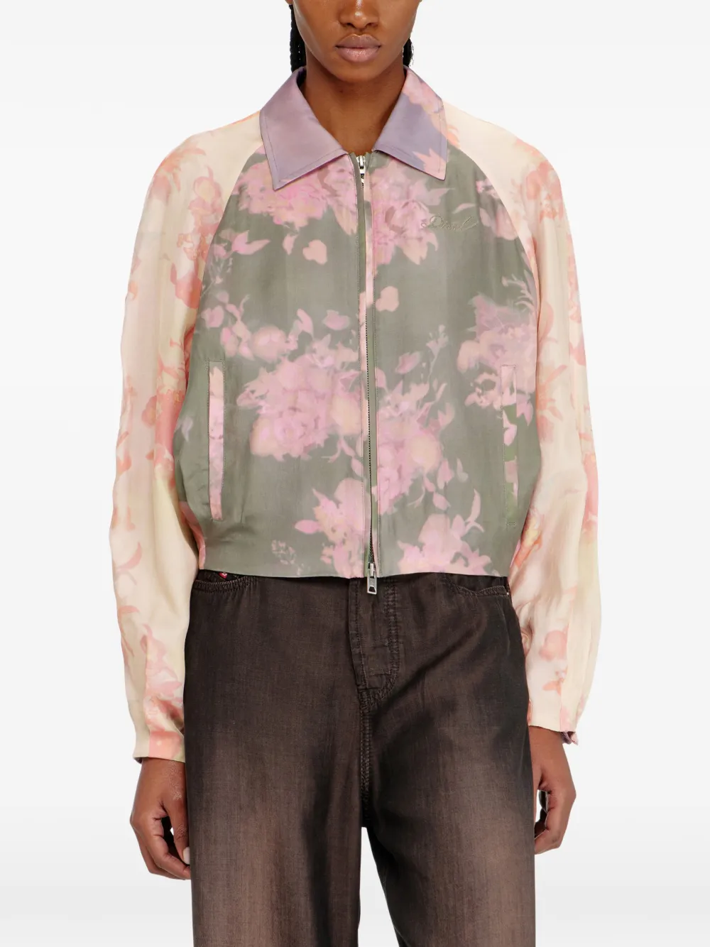 Diesel Bomberjack met bloemenprint Beige
