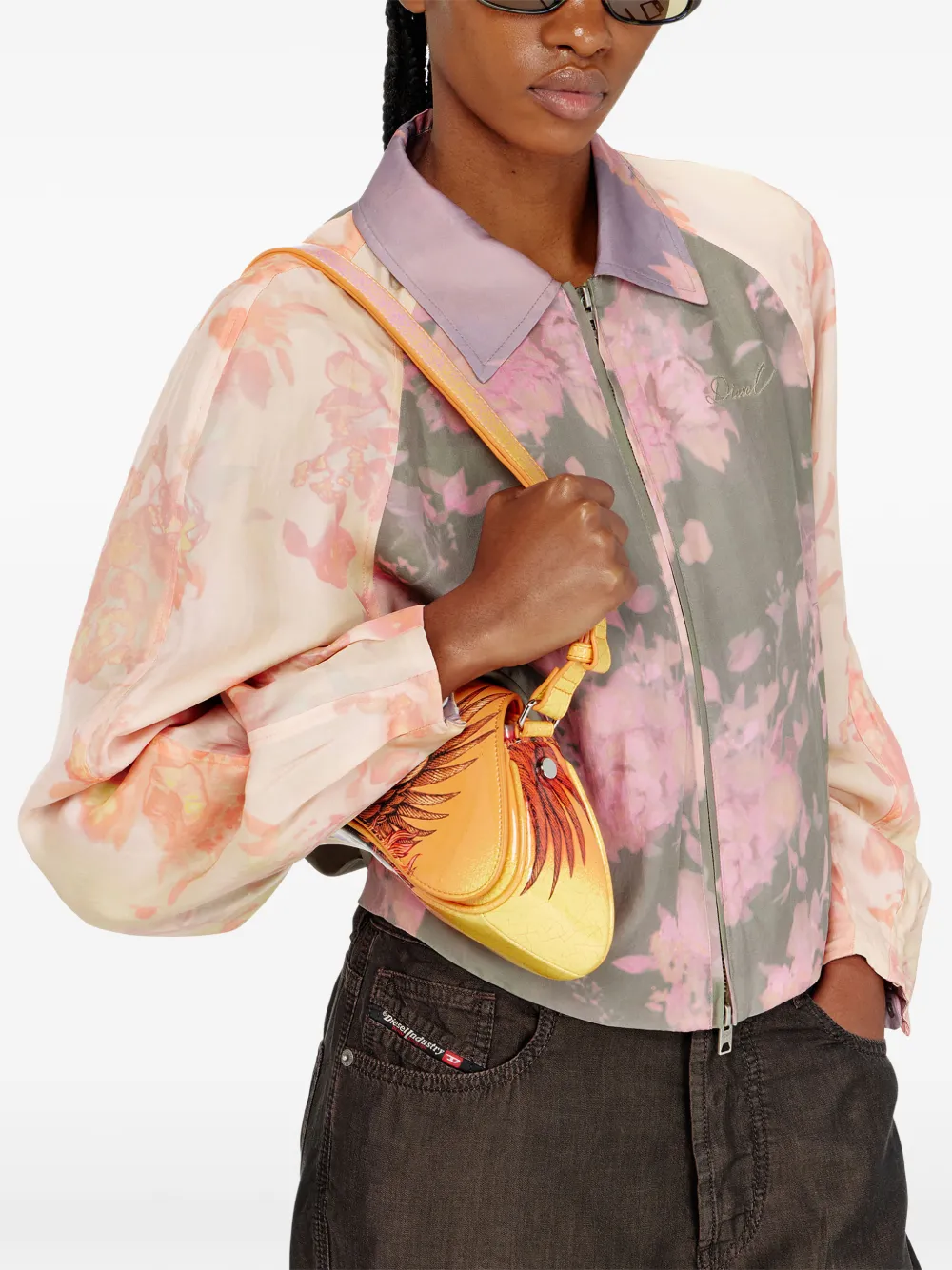 Diesel Bomberjack met bloemenprint Beige