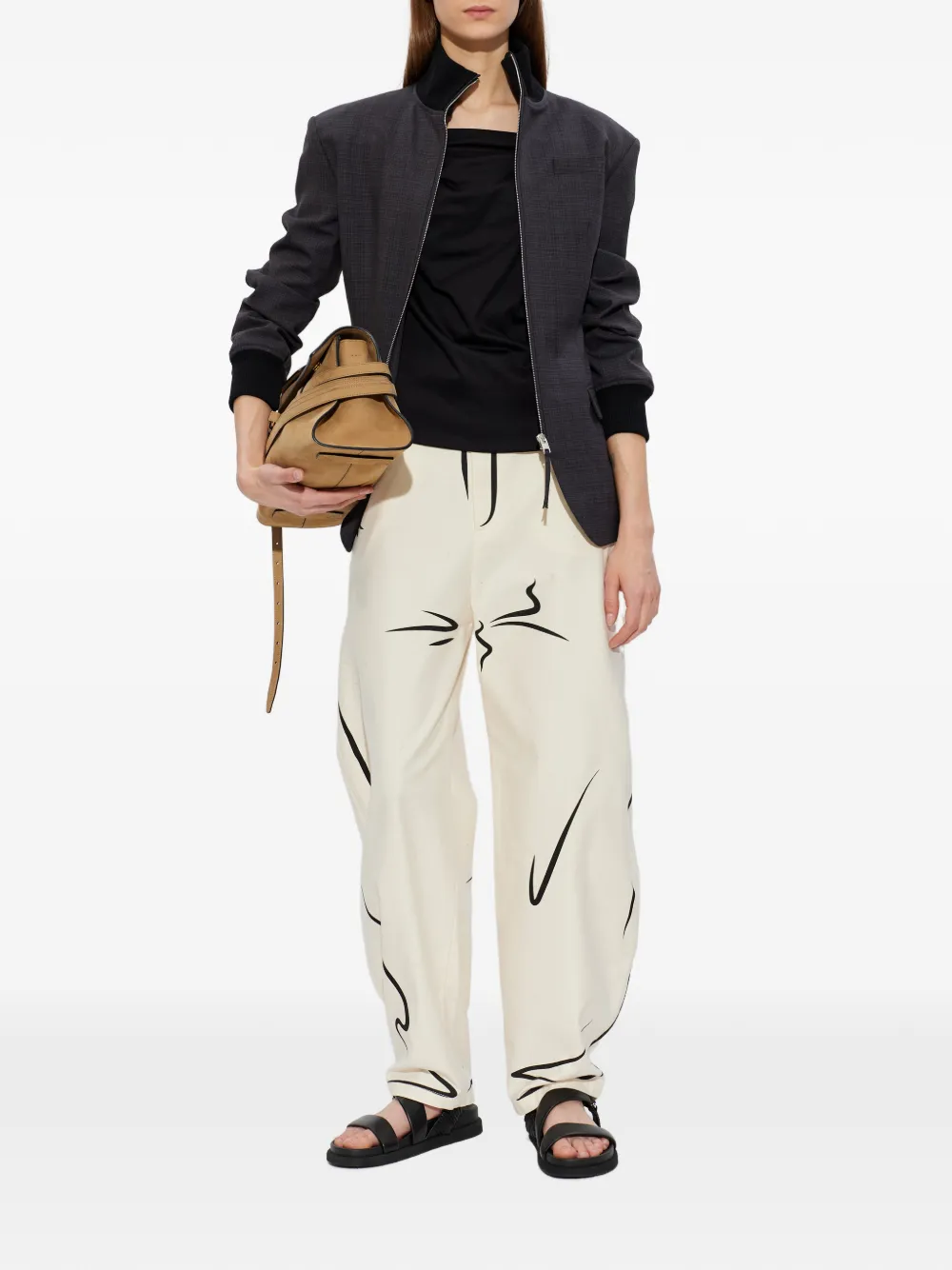 Moschino Broek met print Beige