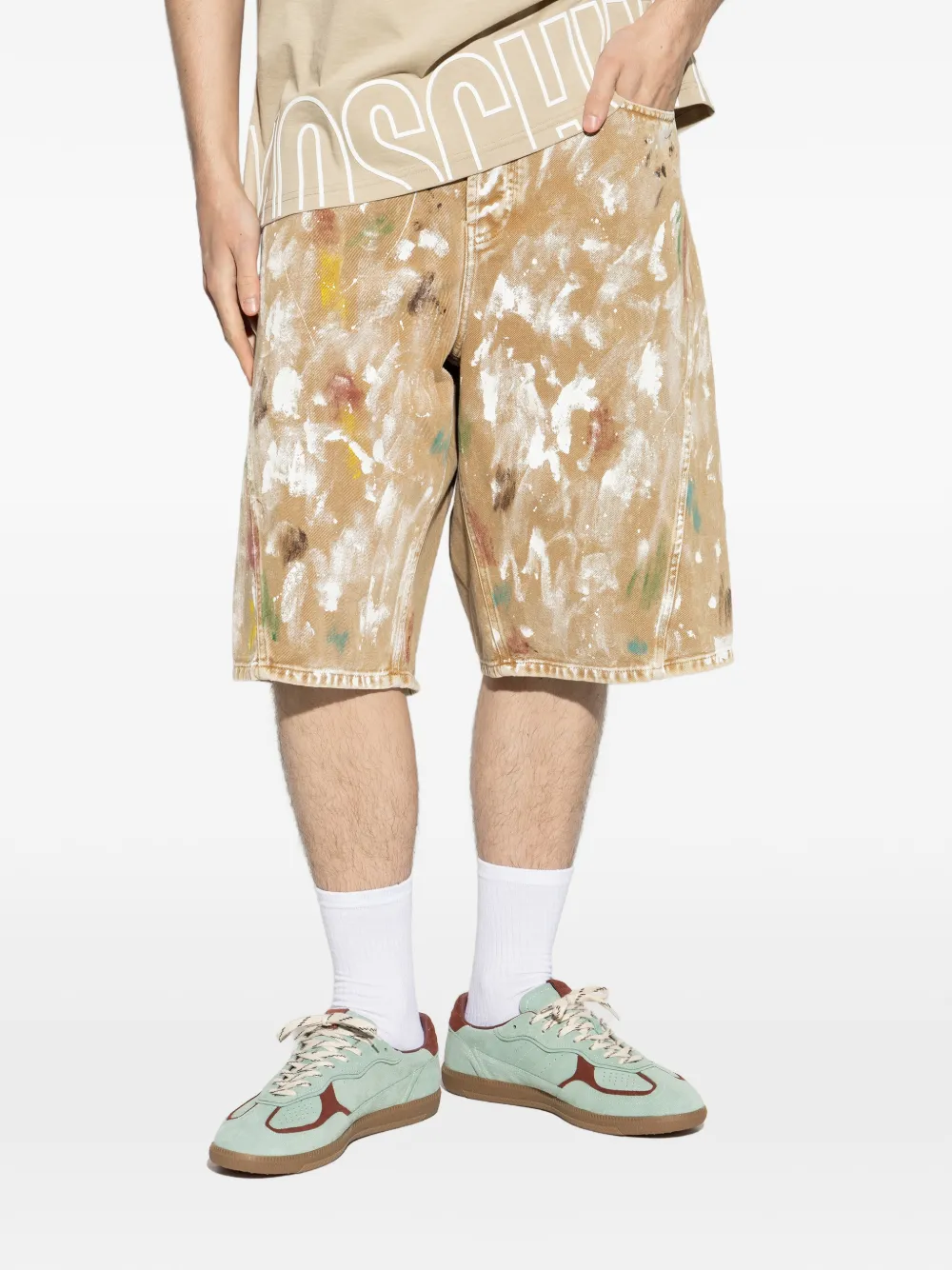 Moschino Shorts met verfspetters Beige