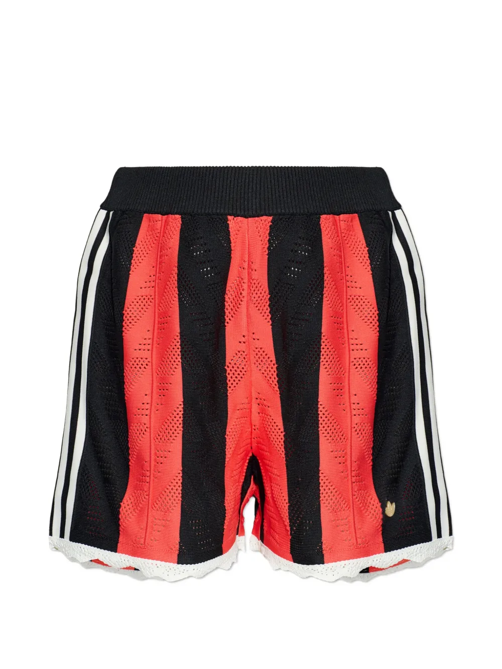 adidas Gestreepte shorts met kanten afwerking Zwart