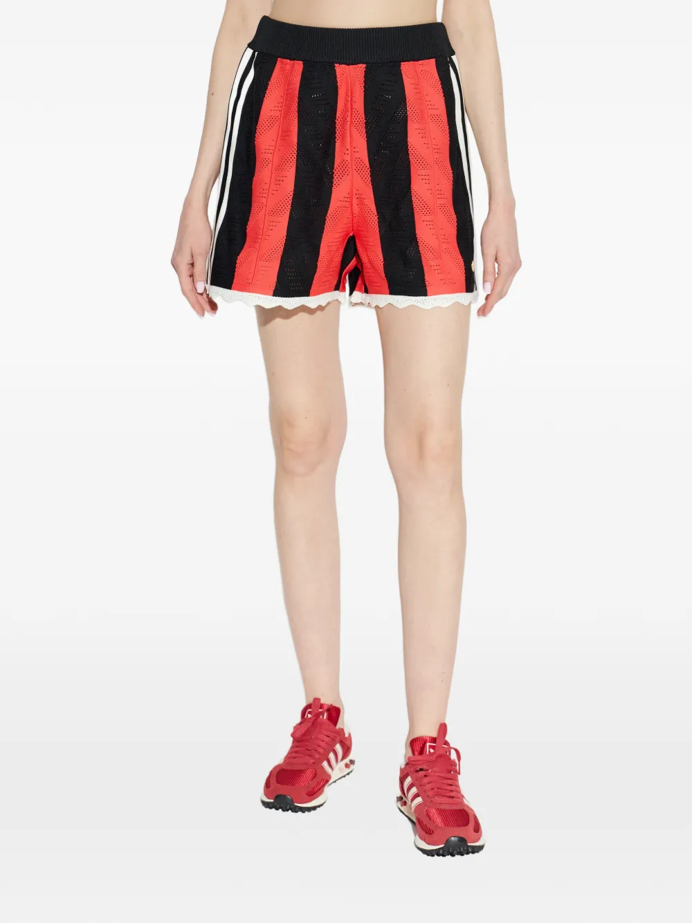 adidas striped lace trim shorts - Nero