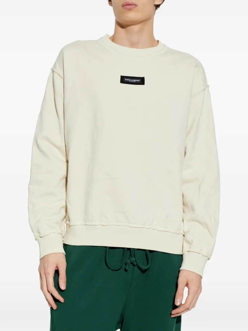 Dolce & Gabbana Sweater met gerafelde rand Beige