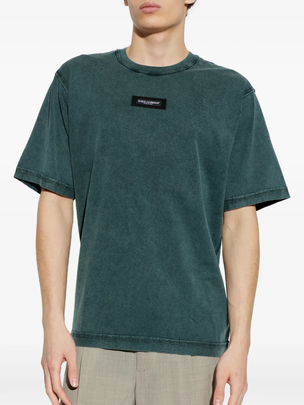 Dolce & Gabbana T-shirt met logoplakkaat Groen
