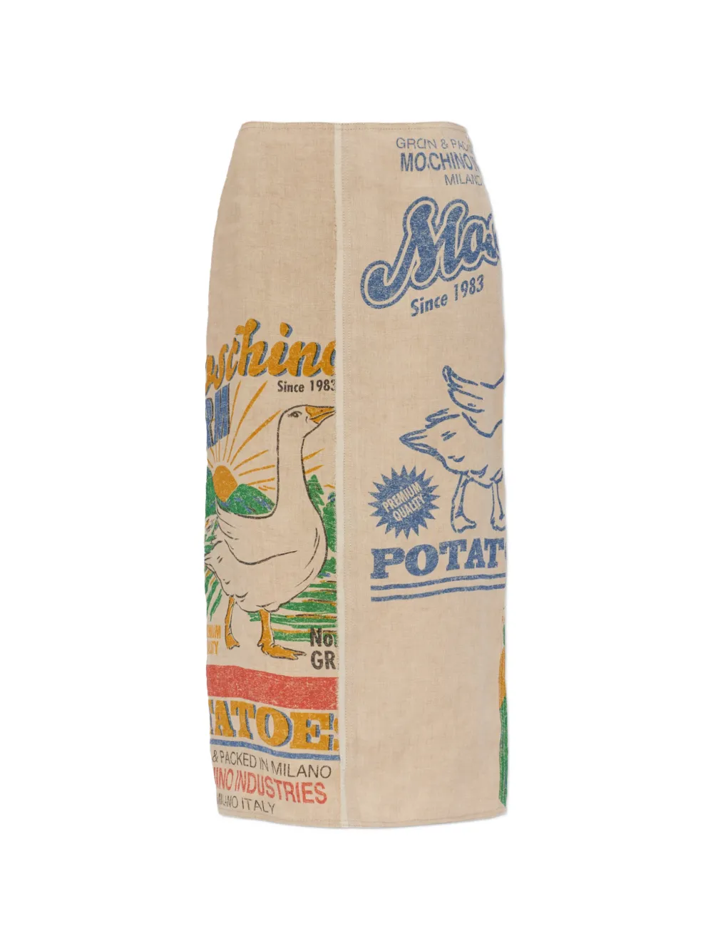 Moschino printed midi skirt - Toni neutri