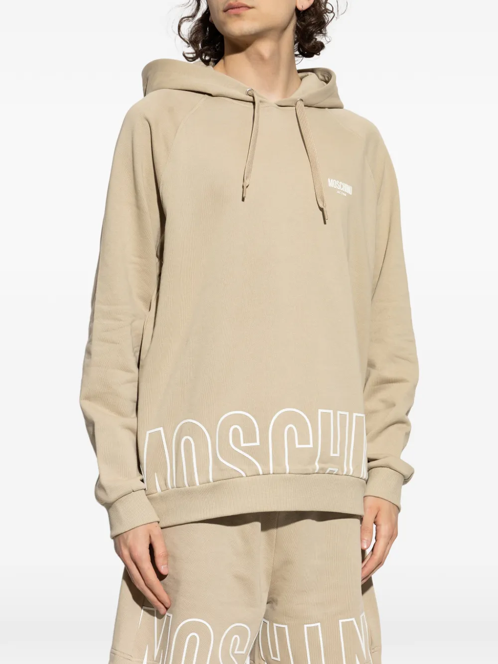 Moschino Katoenen hoodie met capuchon Beige