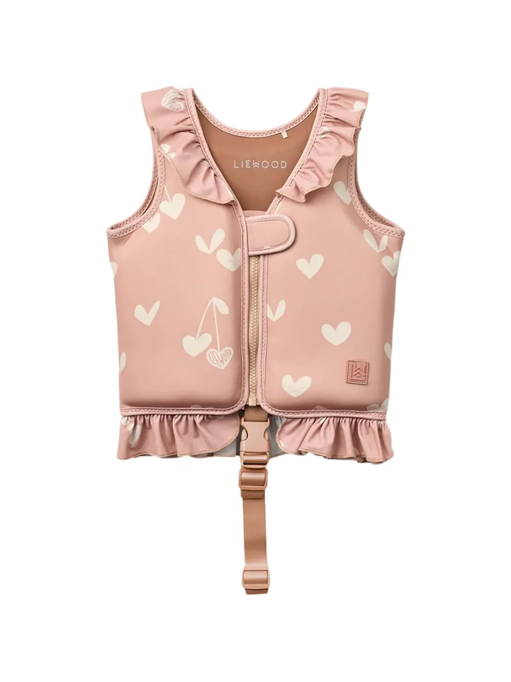 Liewood ruffled heart print swim vest - Rosa
