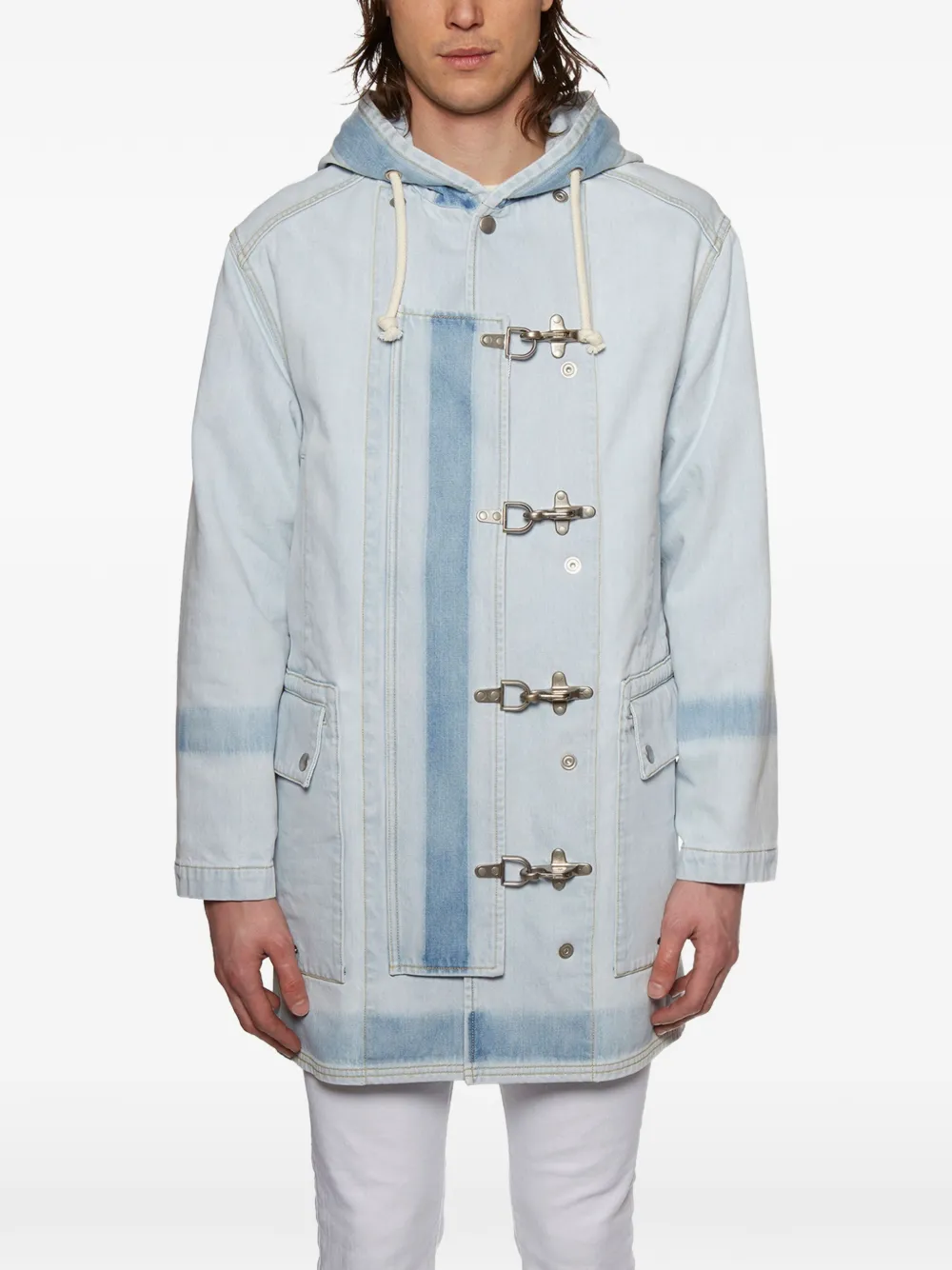 MM6 Maison Margiela hooded clasp denim coat - Blau