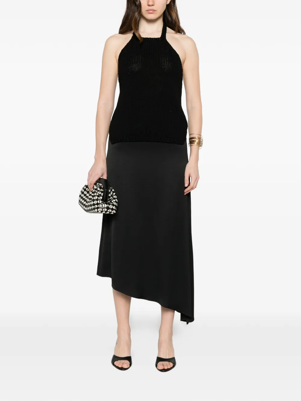 Peserico Rok met asymmetrische afwerking Zwart