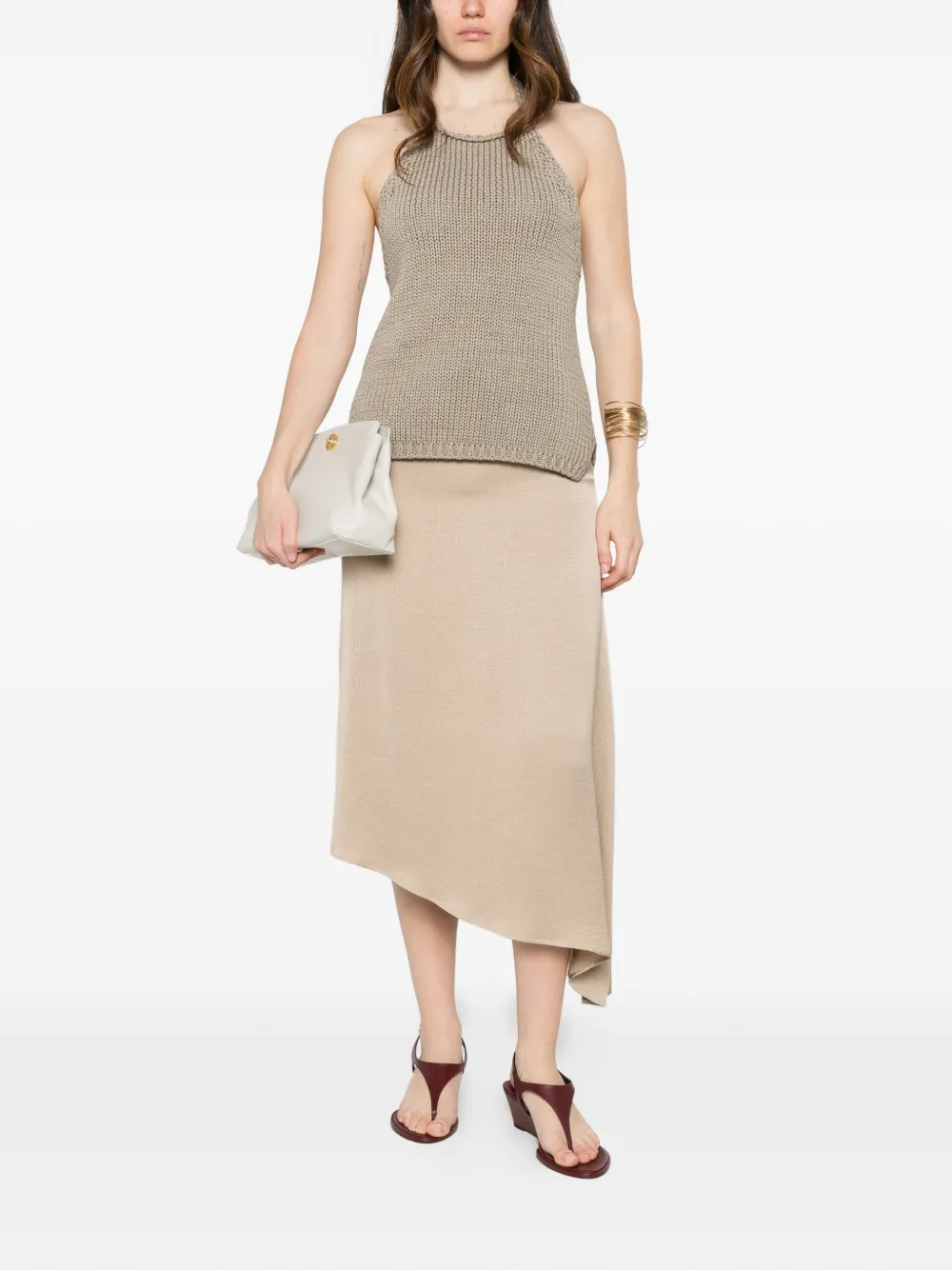 Peserico Midi-rok met asymmetrische afwerking Beige