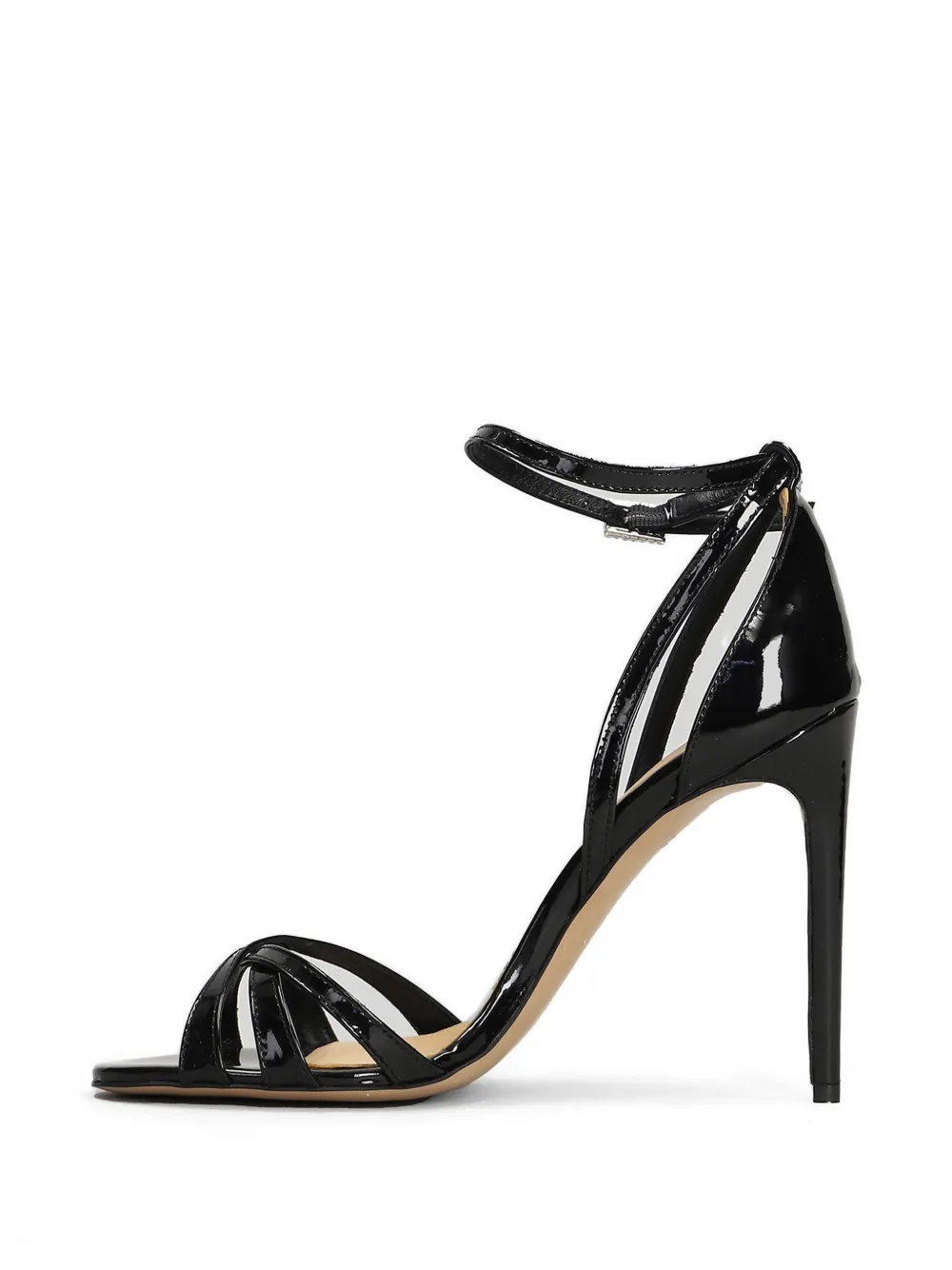 Fratelli Russo Tesa crossover-strap leather heeled sandals Zwart