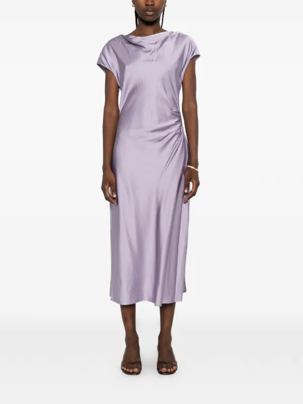liu jo silk dress Liu Jo Long Satin Maxi Dress With V-neck Back And Chain Detail