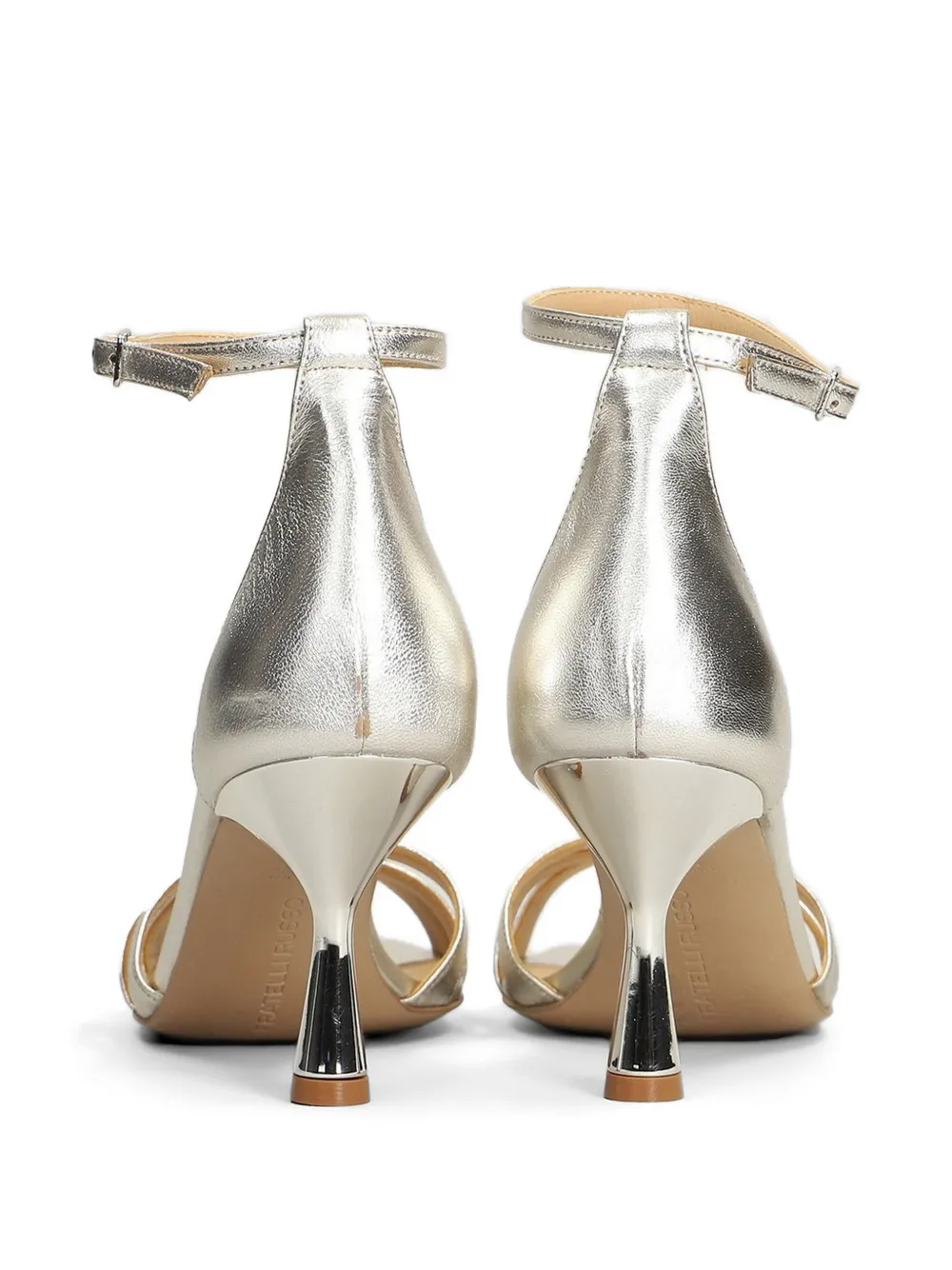 Fratelli Russo Carla crossover-strap leather heeled sandals Zilver