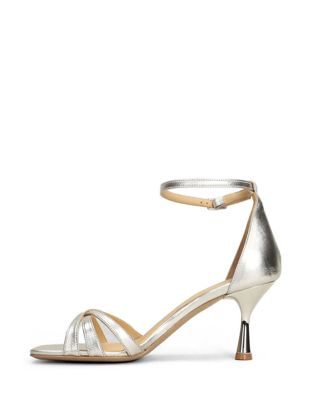 Fratelli Russo Carla crossover-strap leather heeled sandals Zilver
