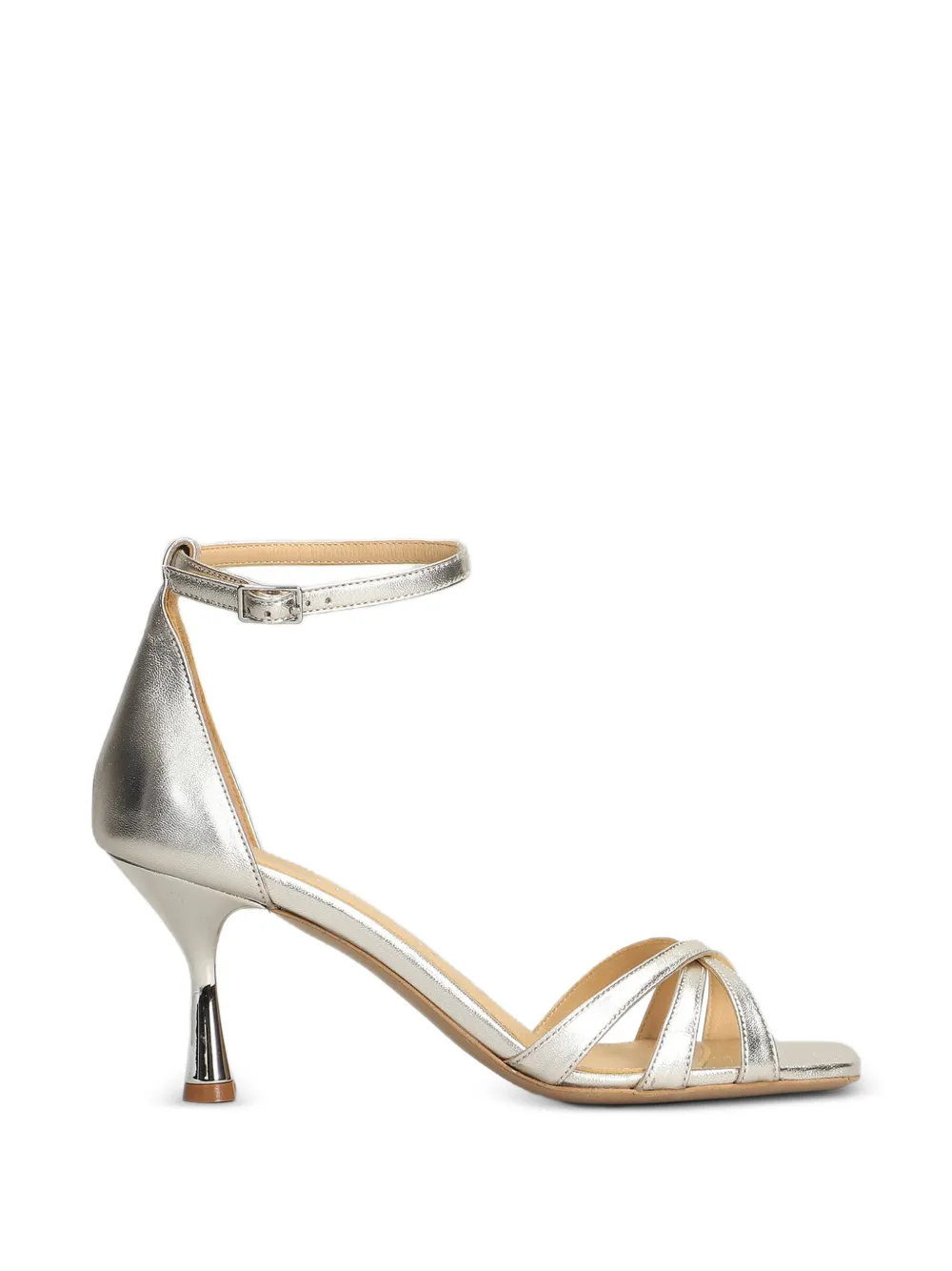 Fratelli Russo Carla crossover-strap leather heeled sandals Zilver