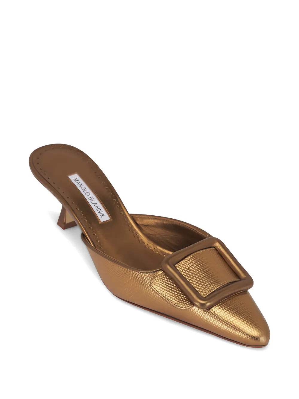 Manolo Blahnik Muiltjes met vierkante gesp Goud