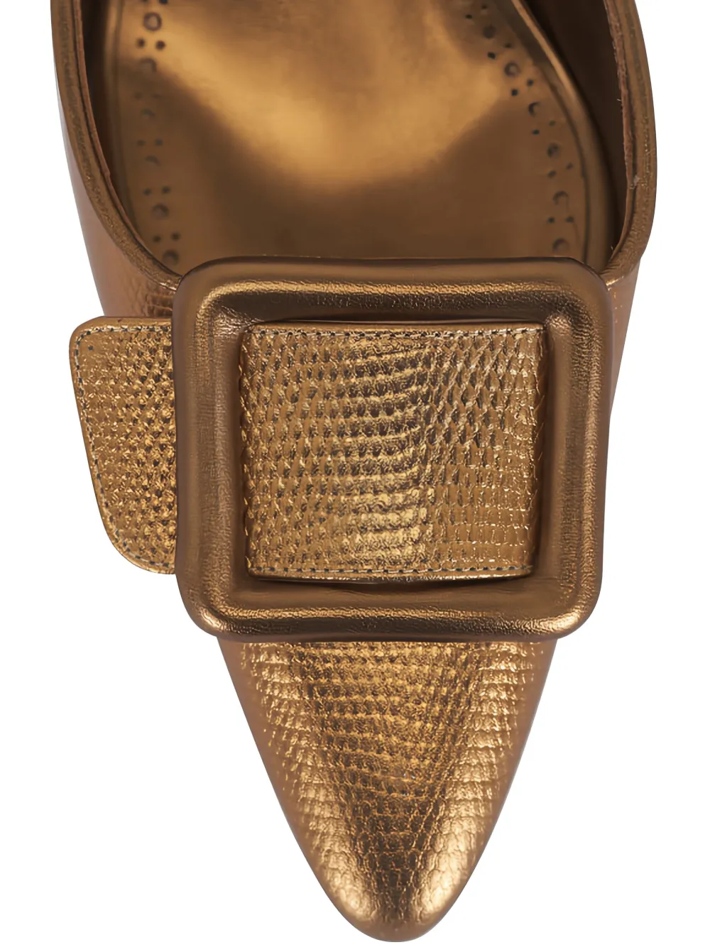 Manolo Blahnik Muiltjes met vierkante gesp Goud