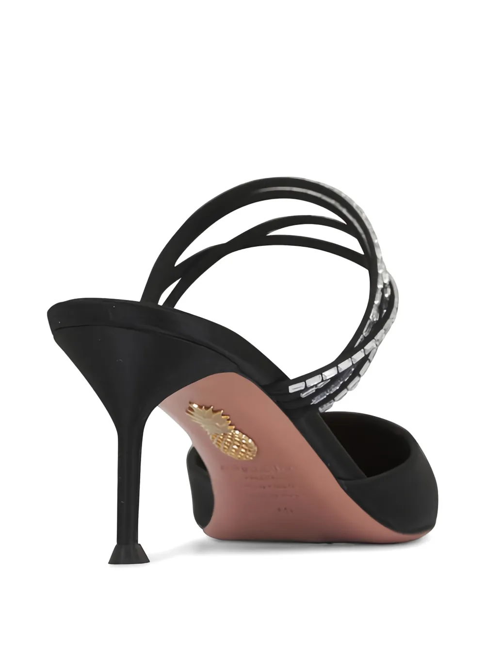 Aquazzura Luce embellished-strap heeled mules Zwart