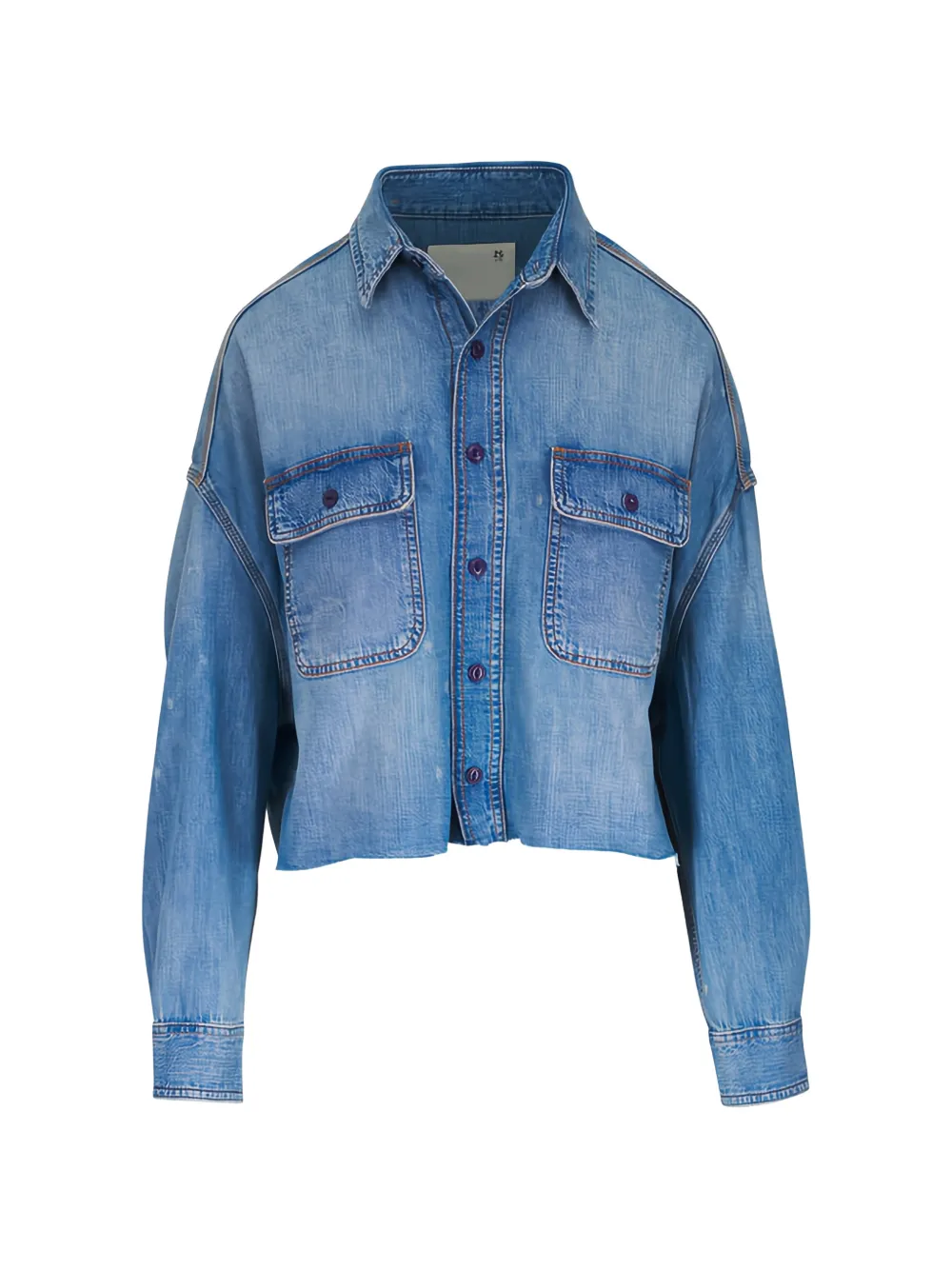 R13 cropped denim shirt - Blau